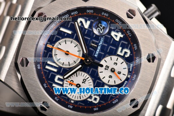 Audemars Piguet Royal Oak Offshore 2014 New Chrono Swiss Valjoux 7750 Automatic Steel Case/Bracelet with Blue Dial and White Arabic Numeral Markers - 1:1 Original (NOOB) - Click Image to Close